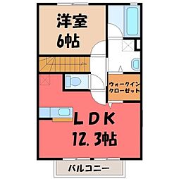 真岡鐵道 真岡駅 バス10分 新高間木北下車 徒歩10分の賃貸アパート 2階1LDKの間取り