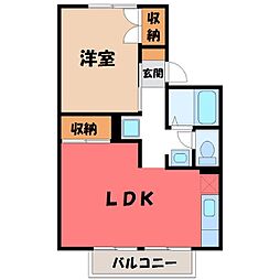 セジュール今泉A棟 1LDKの間取図画像