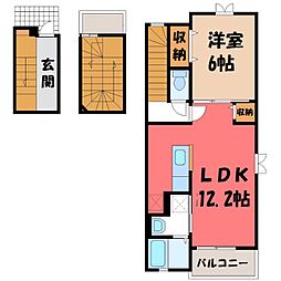 メロディ・ソレアード 1LDKの間取図画像
