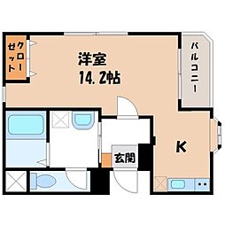 ブリーズヴィル ワンルームの間取図画像