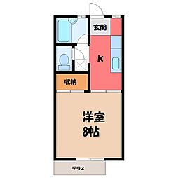 峰ハイツS 1Kの間取図画像