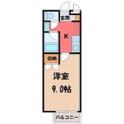 ガーデンハイツ川俣 1Kの間取図画像