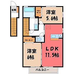 ジェントリー1番館 2LDKの間取図画像