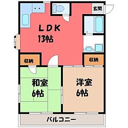 グリンデルバルド 2LDKの間取図画像