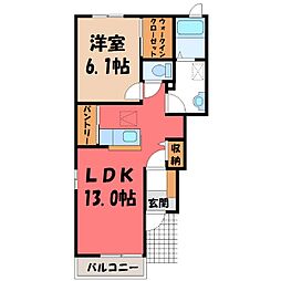 サンライズガーデンD 1LDKの間取図画像