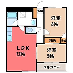ラ・スリーゼ 2LDKの間取図画像