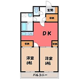 南晒屋コーポ 2DKの間取図画像