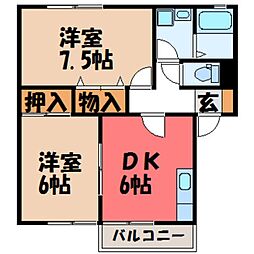 マロニエタウンMIYAG 2DKの間取図画像