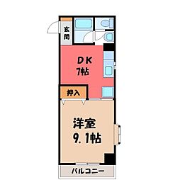 ウィンズ杉 1DKの間取図画像
