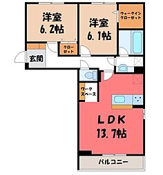 エルタウンF 2LDKの間取図画像