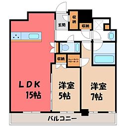 宇都宮ピークス 2LDKの間取図画像