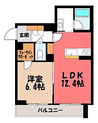 キポス メリッサ 1LDKの間取図画像