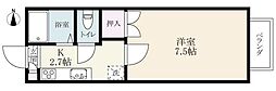 タグチハイツ 1Kの間取図画像