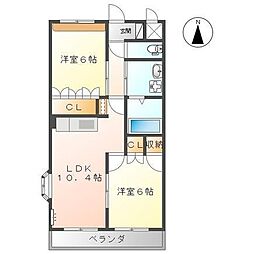 シャインヒルズQ 2LDKの間取図画像