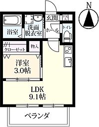 末広アリーナ 1LDKの間取図画像
