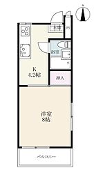 古賀コーポ 3階1Kの間取り