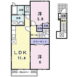 サンクアイエットA 2LDKの間取図画像