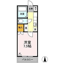 メゾン精2 1Kの間取図画像