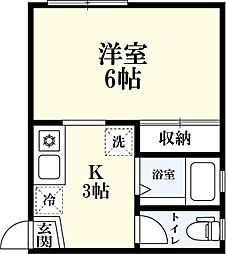 本庄コーポ1 1Kの間取図画像