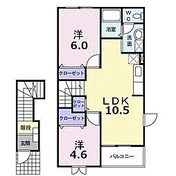 サンプラッツA 2LDKの間取図画像