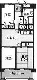 平野加美グランドハイツ1号棟 3LDKの間取図画像