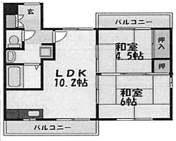 グラン・ドムール塚本北 2LDKの間取図画像