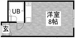 新大阪コーポビアネーズ ワンルームの間取図画像