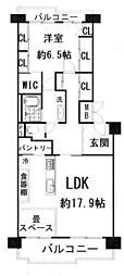 南港コープうしお23号棟 1LDKの間取図画像