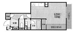 新大阪第二グリーンマンション ワンルームの間取図画像