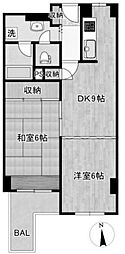 シャルマンコーポ今里 2DKの間取図画像