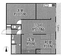 帝塚山泰山ドーモ ワンルームの間取図画像