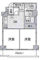 天満橋筋ビューハイツ 2DKの間取図画像