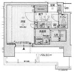 ラグゼ難波イースト 1Kの間取図画像