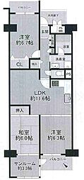 南港ガーデンハイツ21棟 3LDKの間取図画像