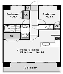 ヴェルジュパレス今里 2LDKの間取図画像