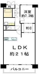南港ガーデンハイツ21棟 1LDKの間取図画像