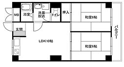 グリーンハイツ住吉 2LDKの間取図画像