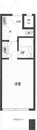 エスリード塚本 1Kの間取図画像