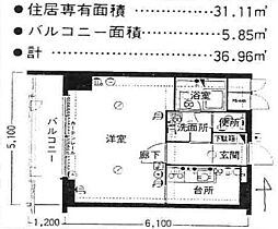 シティコープ谷町 1Kの間取図画像