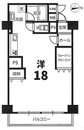 野田パークマンション ワンルームの間取図画像