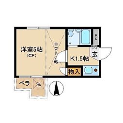 東京メトロ有楽町線 小竹向原駅 徒歩8分の賃貸アパート 1階1Kの間取り