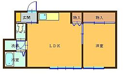 ハウスK 1LDKの間取図画像