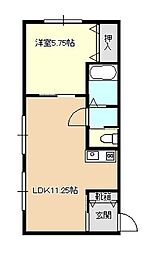 ワンズプレス 1階1LDKの間取り