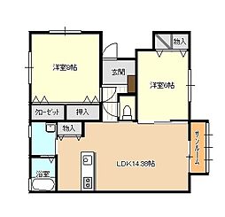 青い森鉄道 青森駅 3.6kmの賃貸アパート 2階2LDKの間取り
