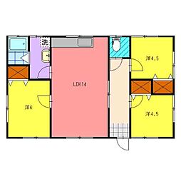 JR吉都線 小林駅 徒歩20分の賃貸一戸建て 1階3LDKの間取り