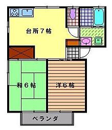 アパートA 2DKの間取図画像
