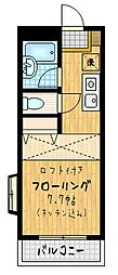 サンライフ西調布 1Kの間取図画像
