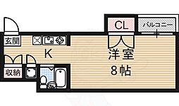 カティー2 3階1Kの間取り