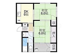 マンションかどわき 2DKの間取図画像