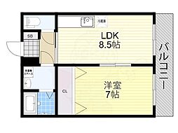 ブエナビスタ大津ウエスト 3階1LDKの間取り
